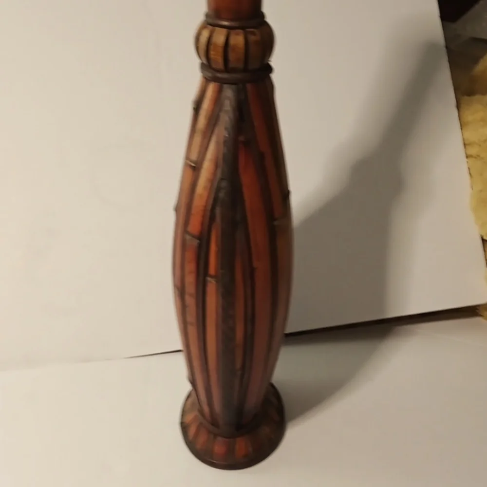 Vintage Rustic MCM Bamboo Wooden Vase 22.5 Inches Tall - Picture 5 of 7